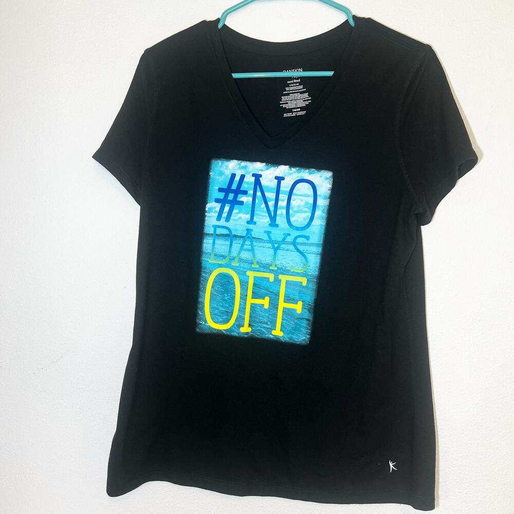 5/$5 Black “No Days Off” Graphic Short Sleeve Workout T-Shirt Size Large